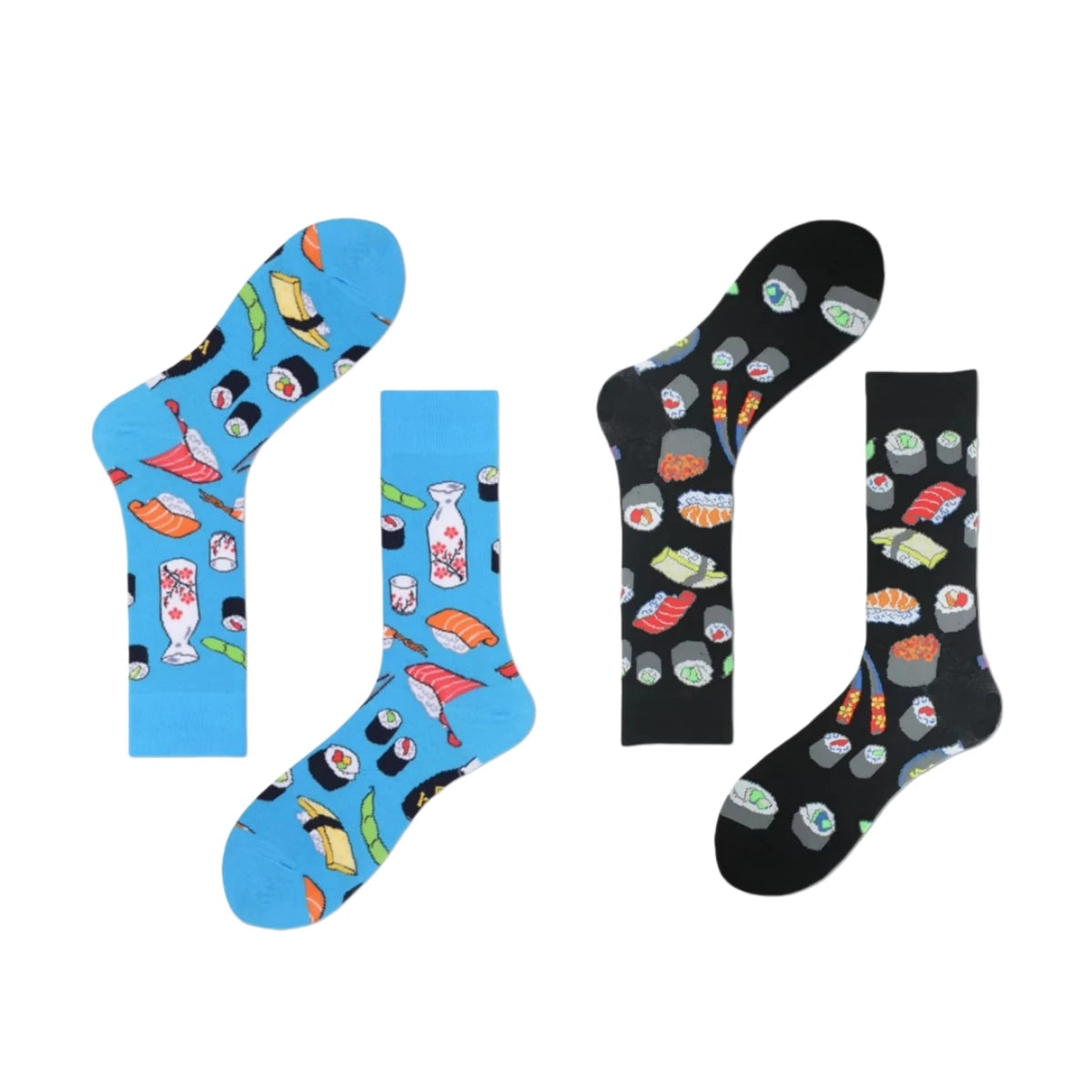 Sushi Print Blue Crew Socks