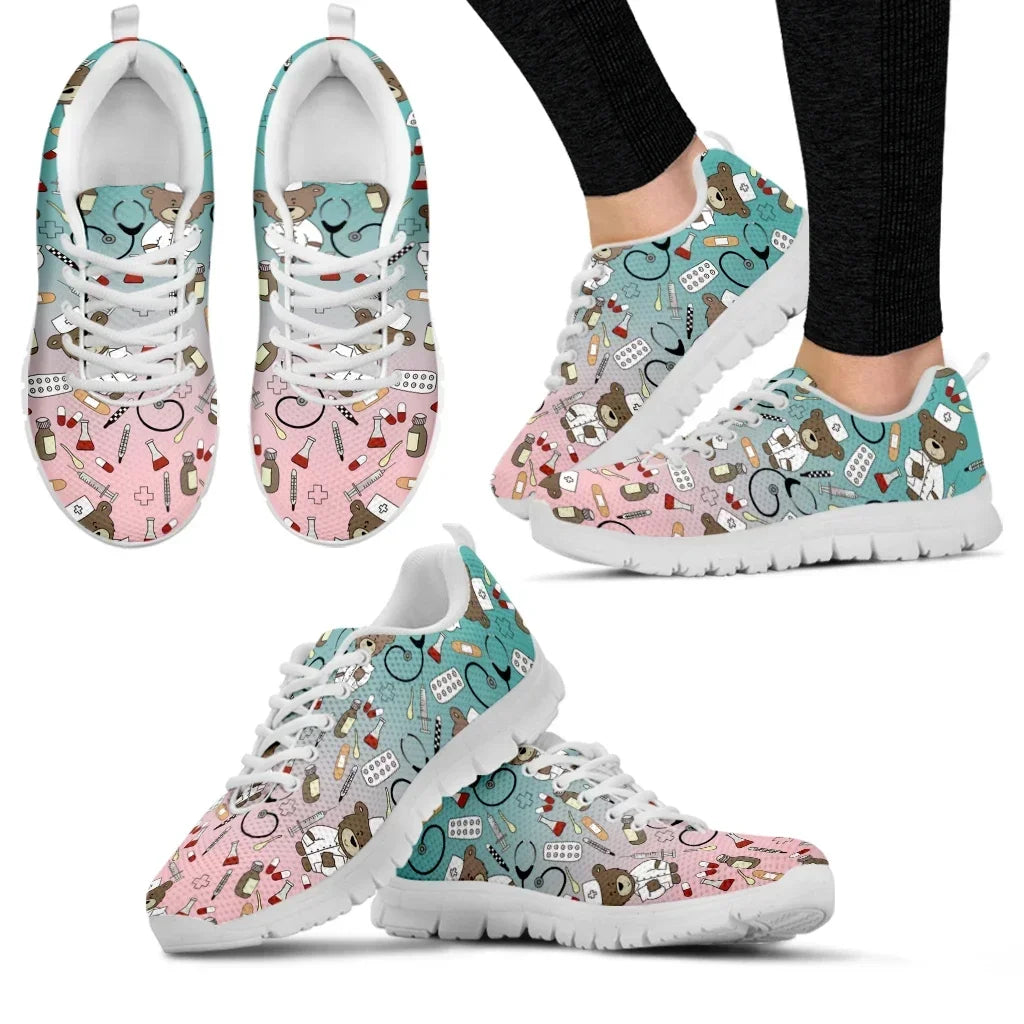 Medical Bear Print Sneakers