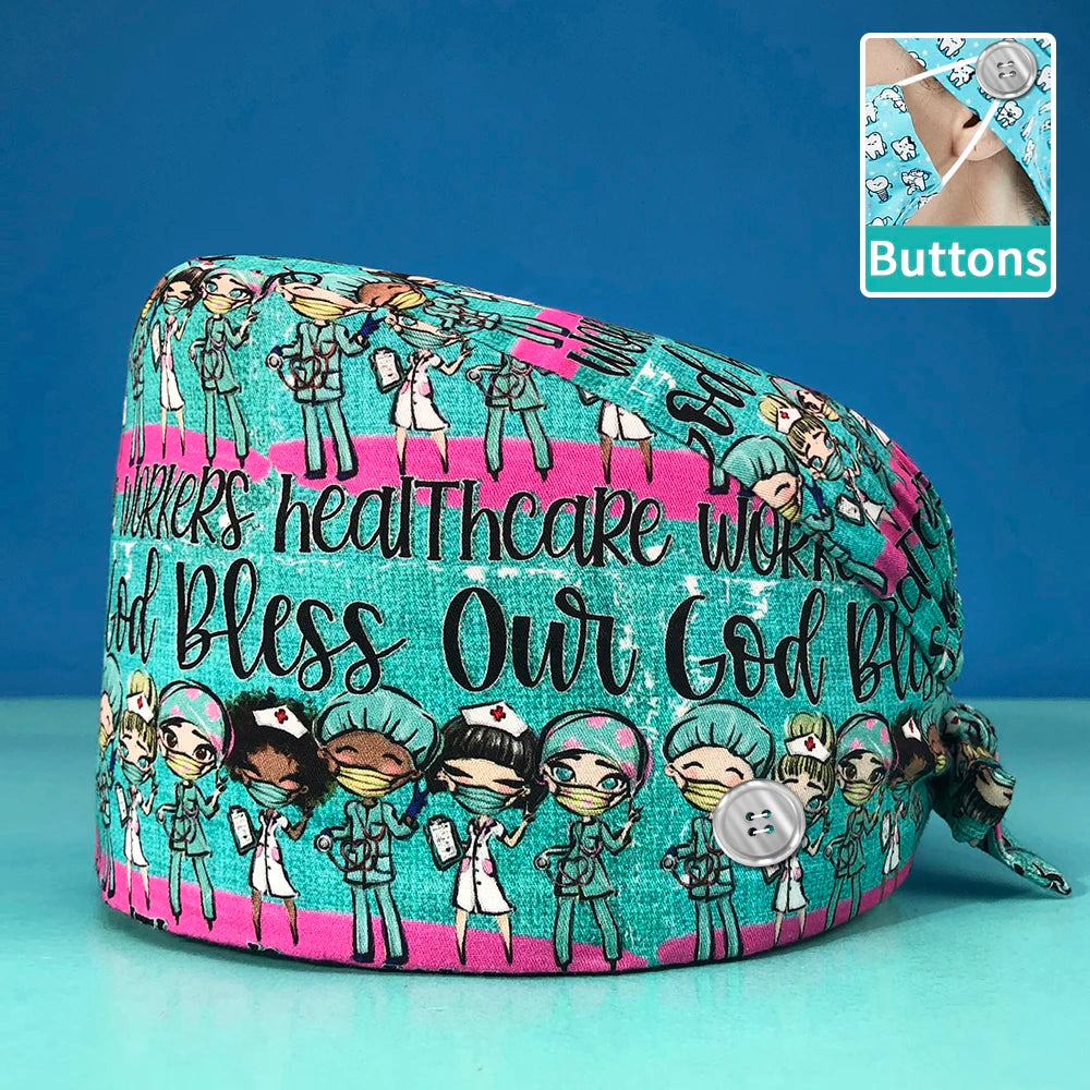 Printed Cotton Scrub Cap