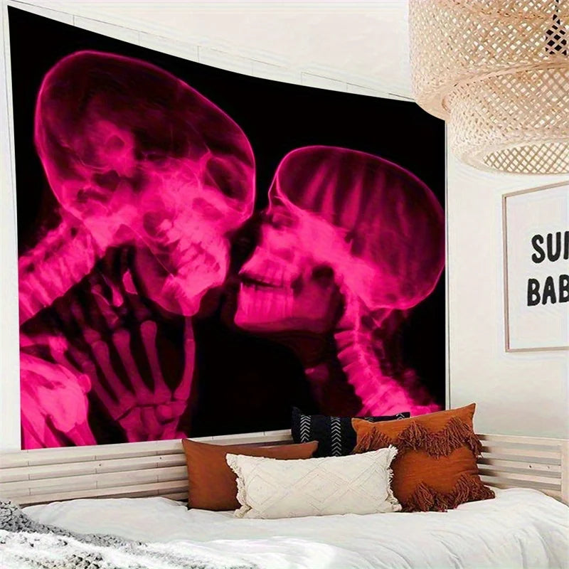 Pink Skull X-Ray Tapestry