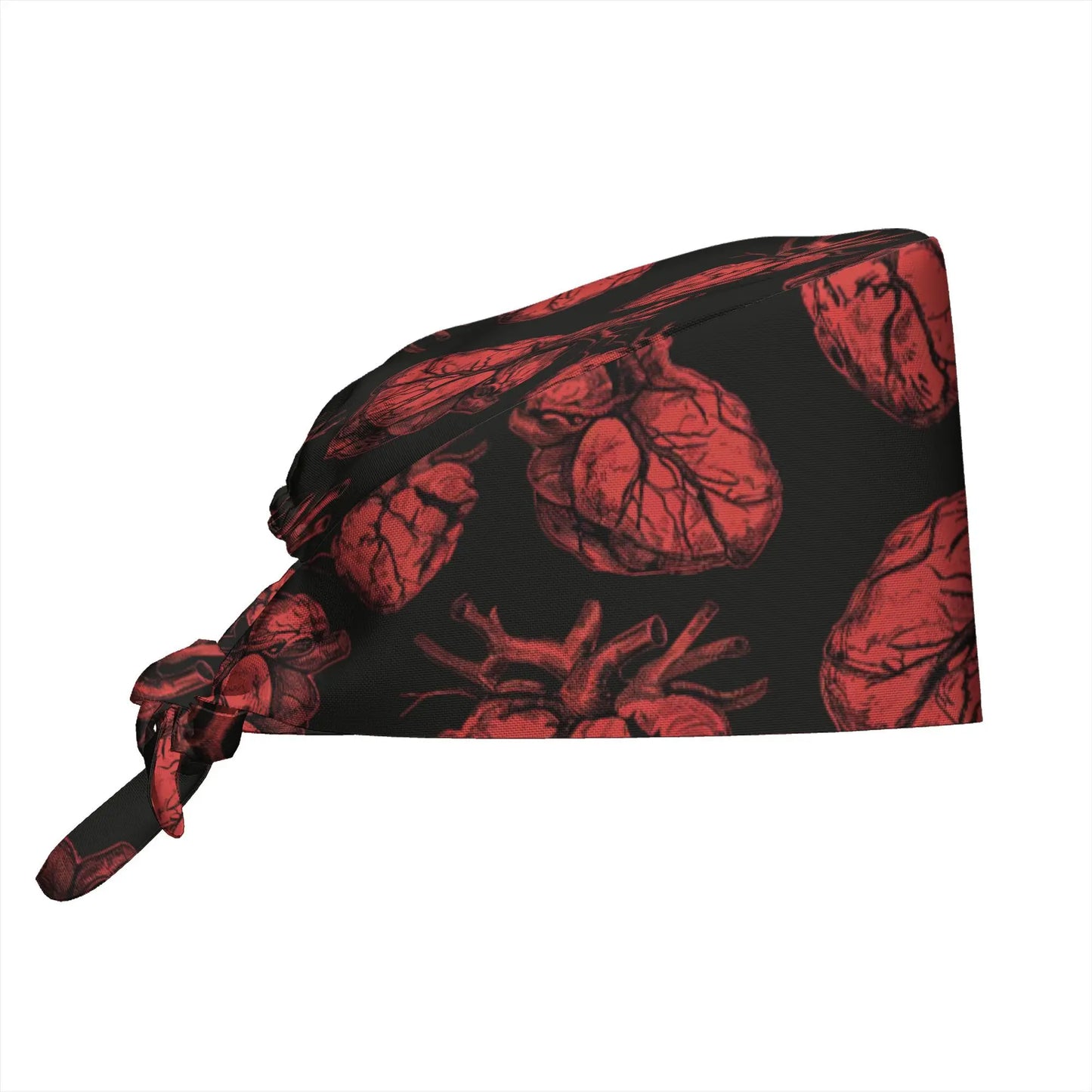 Heart Pattern Tie-Back Scrub Cap