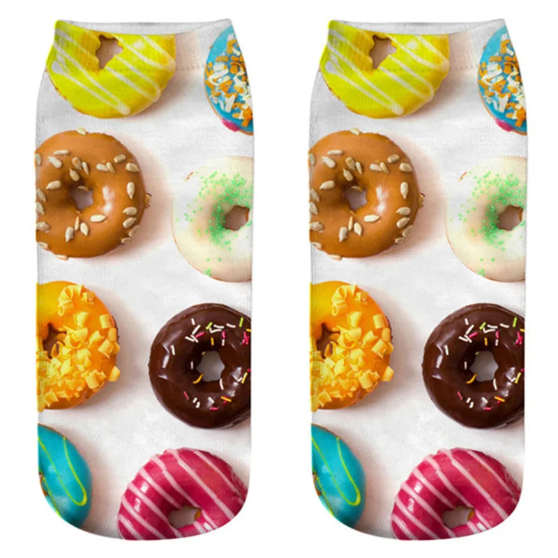 Donut & Fruit Print Ankle Socks