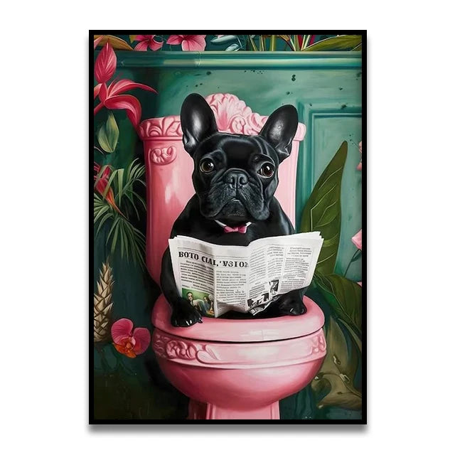 Cat Reading on the Loo Canvas Print