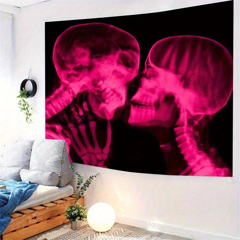 Pink Skull X-Ray Tapestry