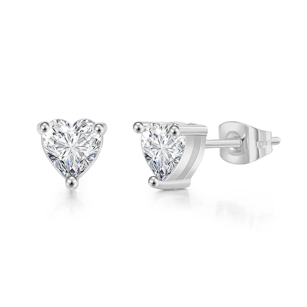 Korean Love Heart Stud Earrings