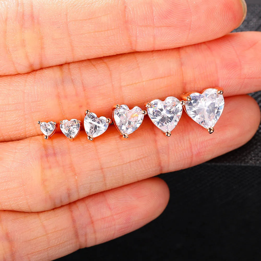 Korean Love Heart Stud Earrings