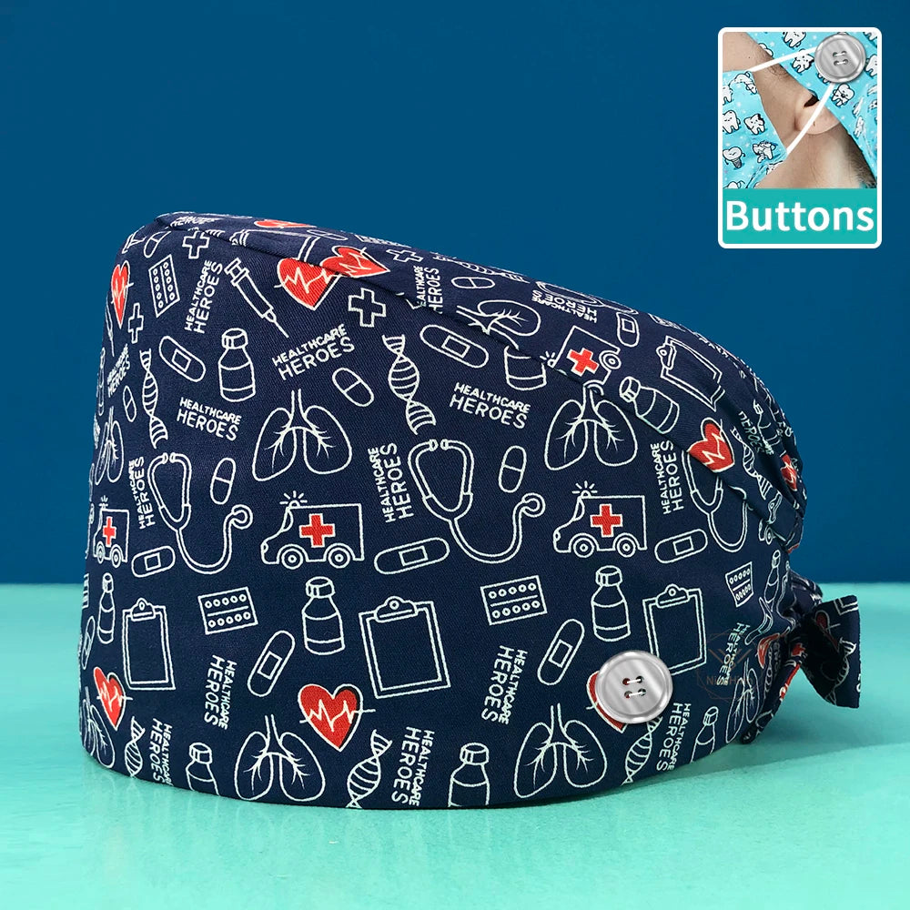 Printed Cotton Scrub Cap