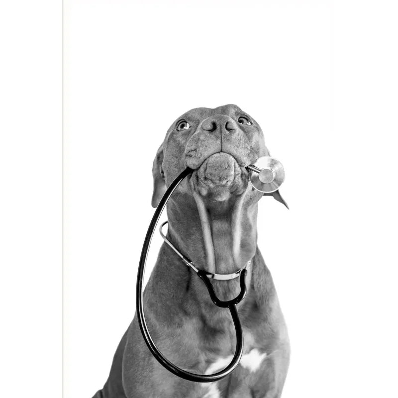 Vet Clinic Canvas Print — Pets with Stethoscopes