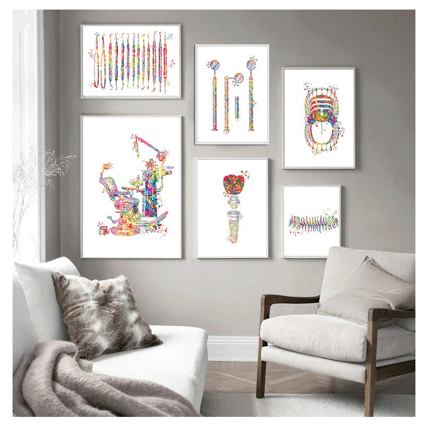 Dental Anatomy Watercolour Canvas Print