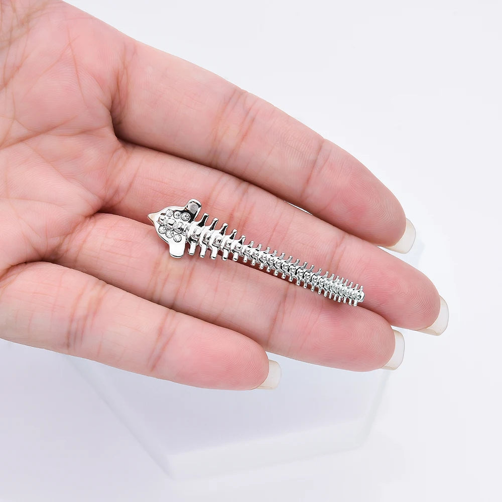 Gold Spine Anatomy Brooch Pin