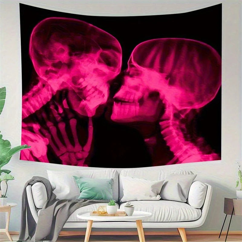 Pink Skull X-Ray Tapestry