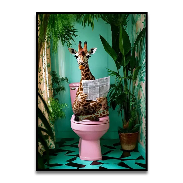 Cat Reading on the Loo Canvas Print