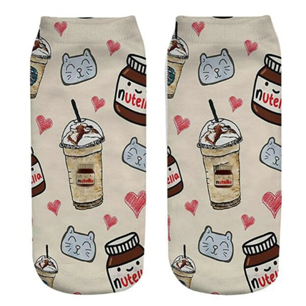Donut & Fruit Print Ankle Socks