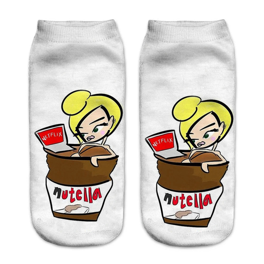 Donut & Fruit Print Ankle Socks