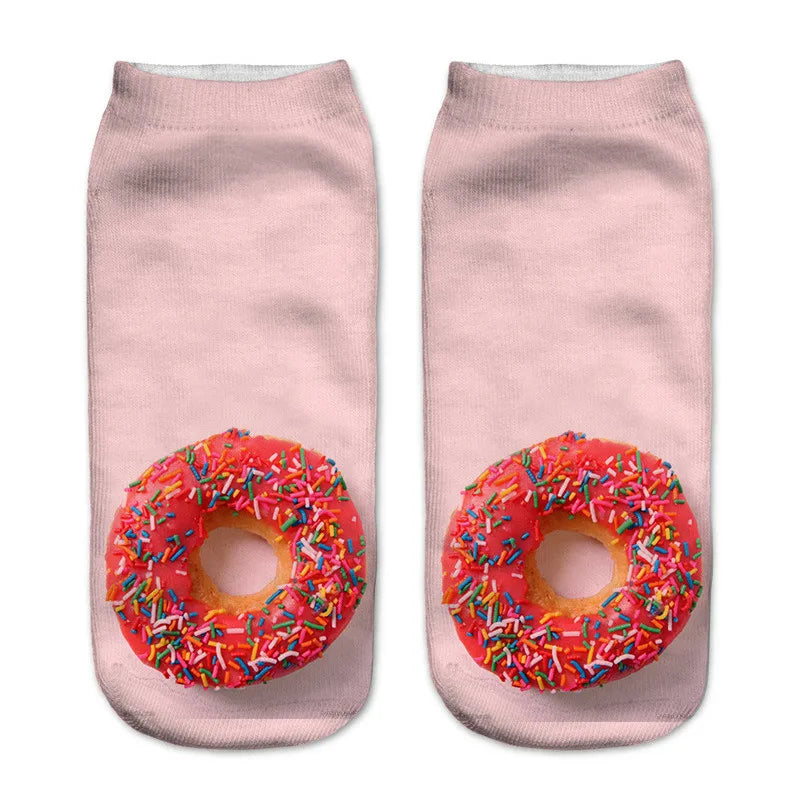 Donut & Fruit Print Ankle Socks