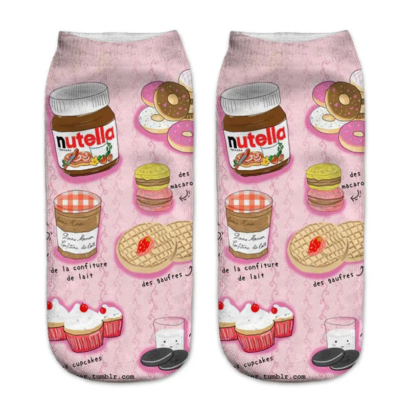 Donut & Fruit Print Ankle Socks