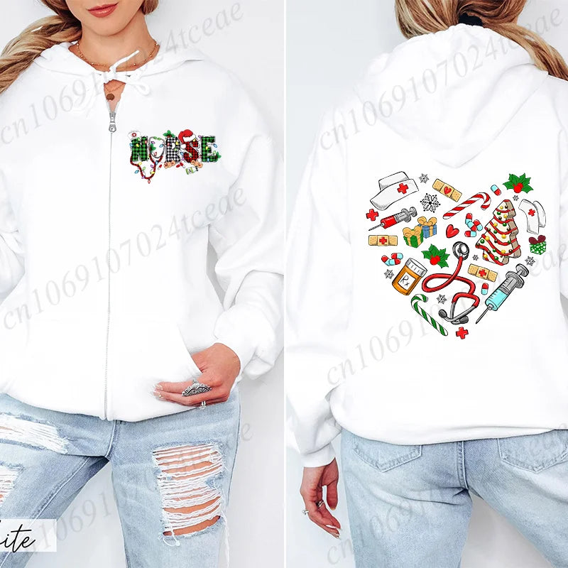 Nurse Christmas Zip Hoodie