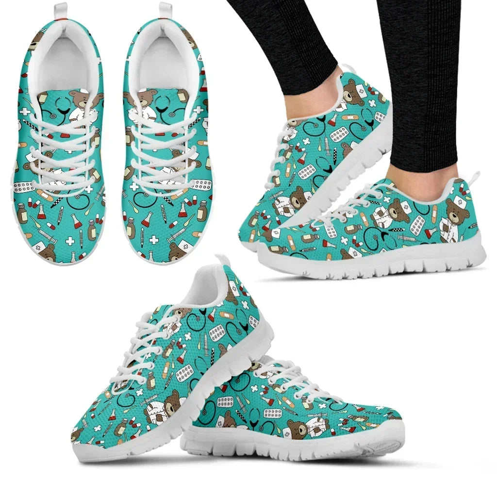 Medical Bear Print Sneakers