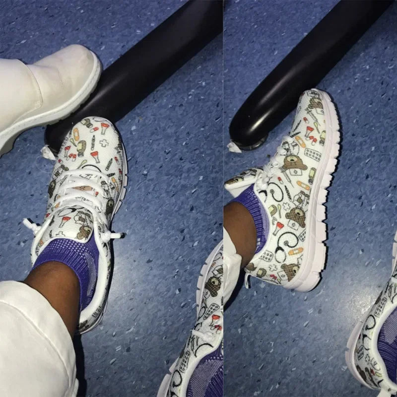 Medical Bear Print Sneakers