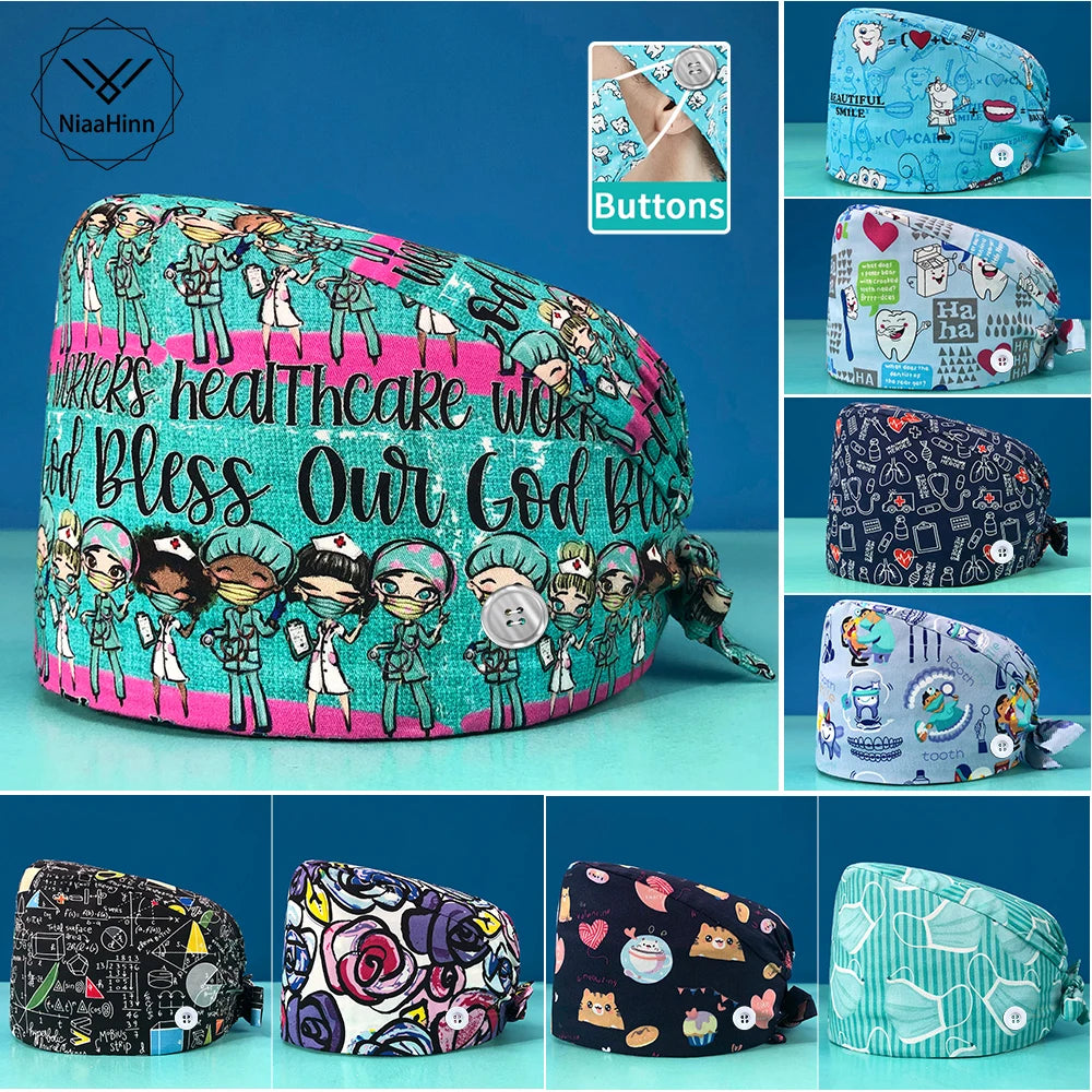 Printed Cotton Scrub Cap