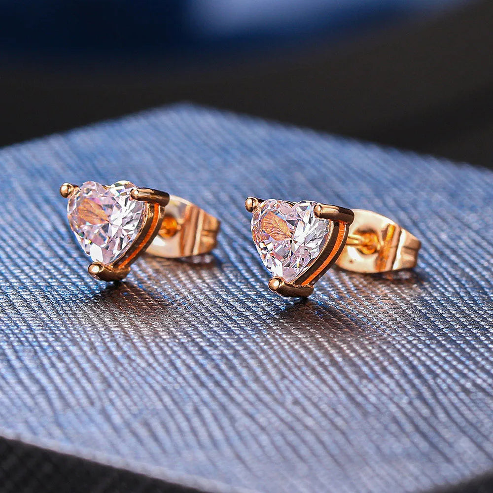 Korean Love Heart Stud Earrings