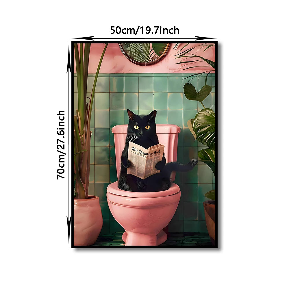 Cat Reading on the Loo Canvas Print