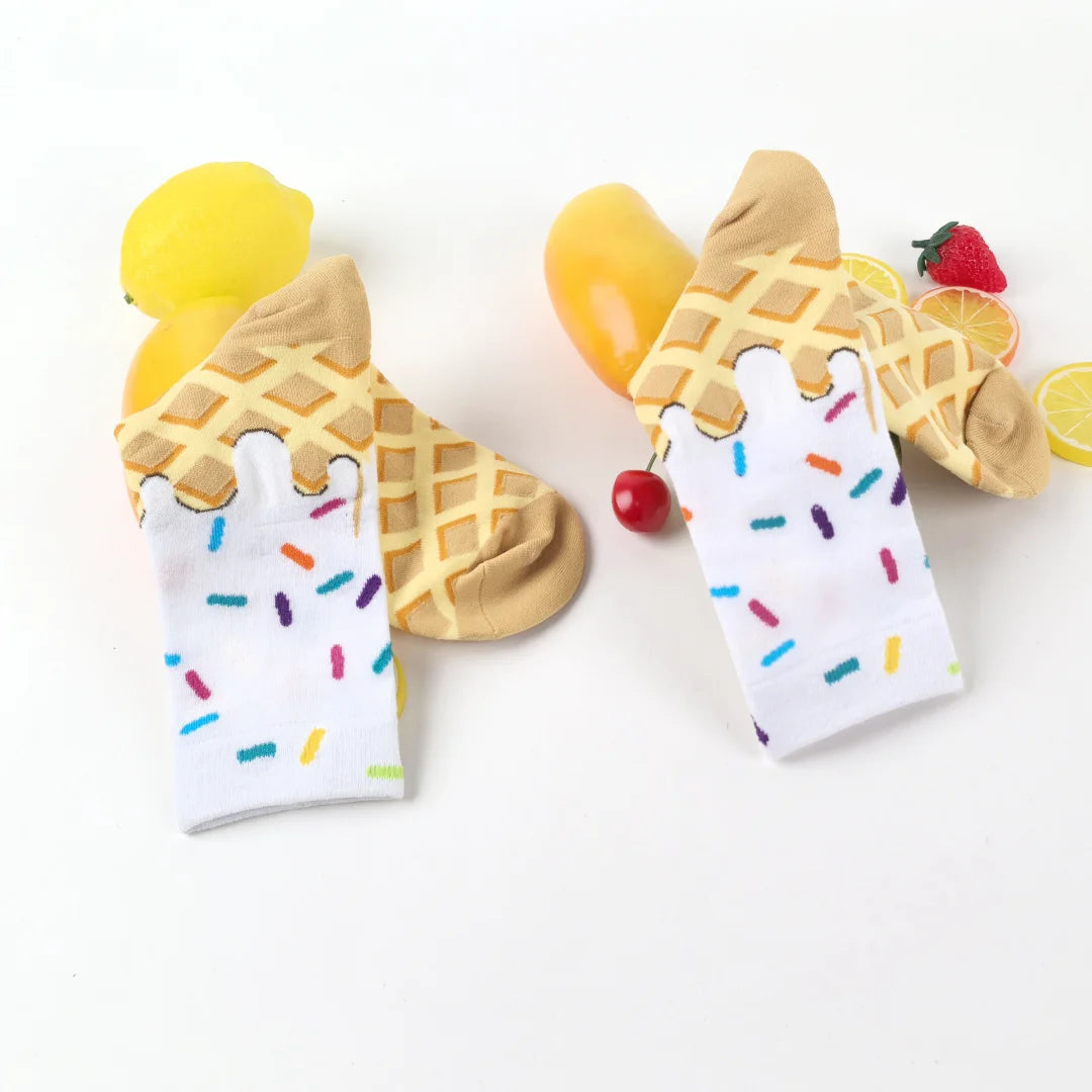 Waffle Ice Cream Pattern Socks