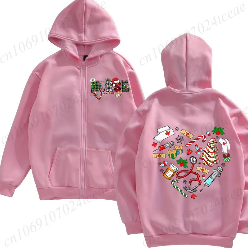 Nurse Christmas Zip Hoodie