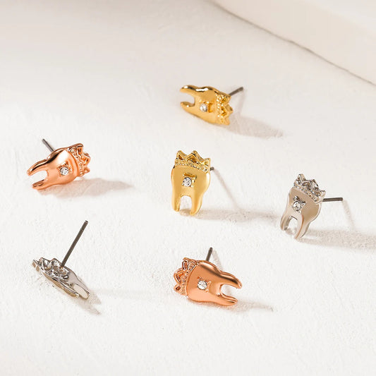 Mini Crown Tooth Stud Earrings