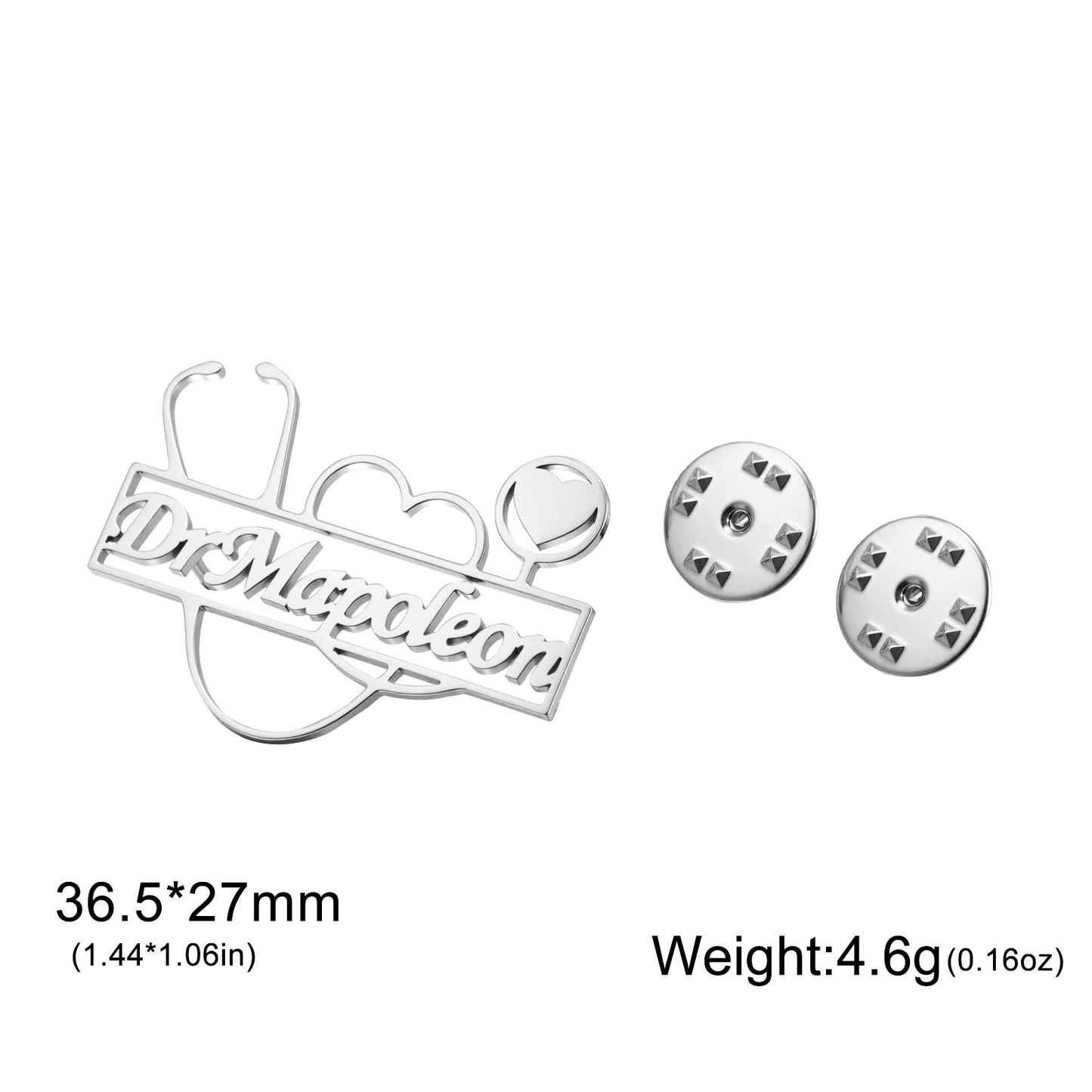 Personalised Stethoscope Name Brooch