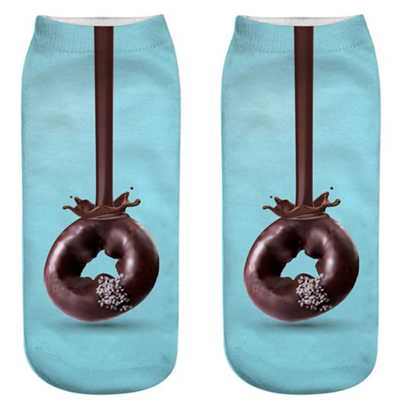 Donut & Fruit Print Ankle Socks