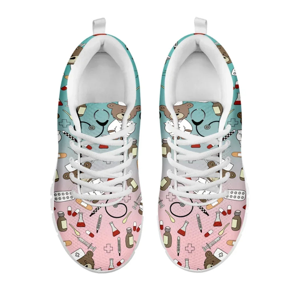 Medical Bear Print Sneakers