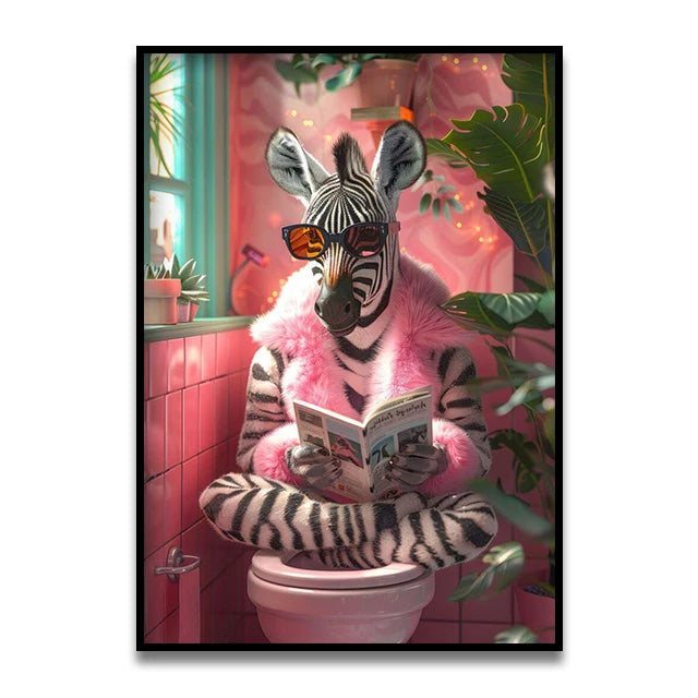 Cat Reading on the Loo Canvas Print