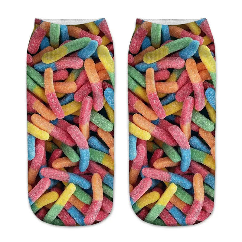 Donut & Fruit Print Ankle Socks