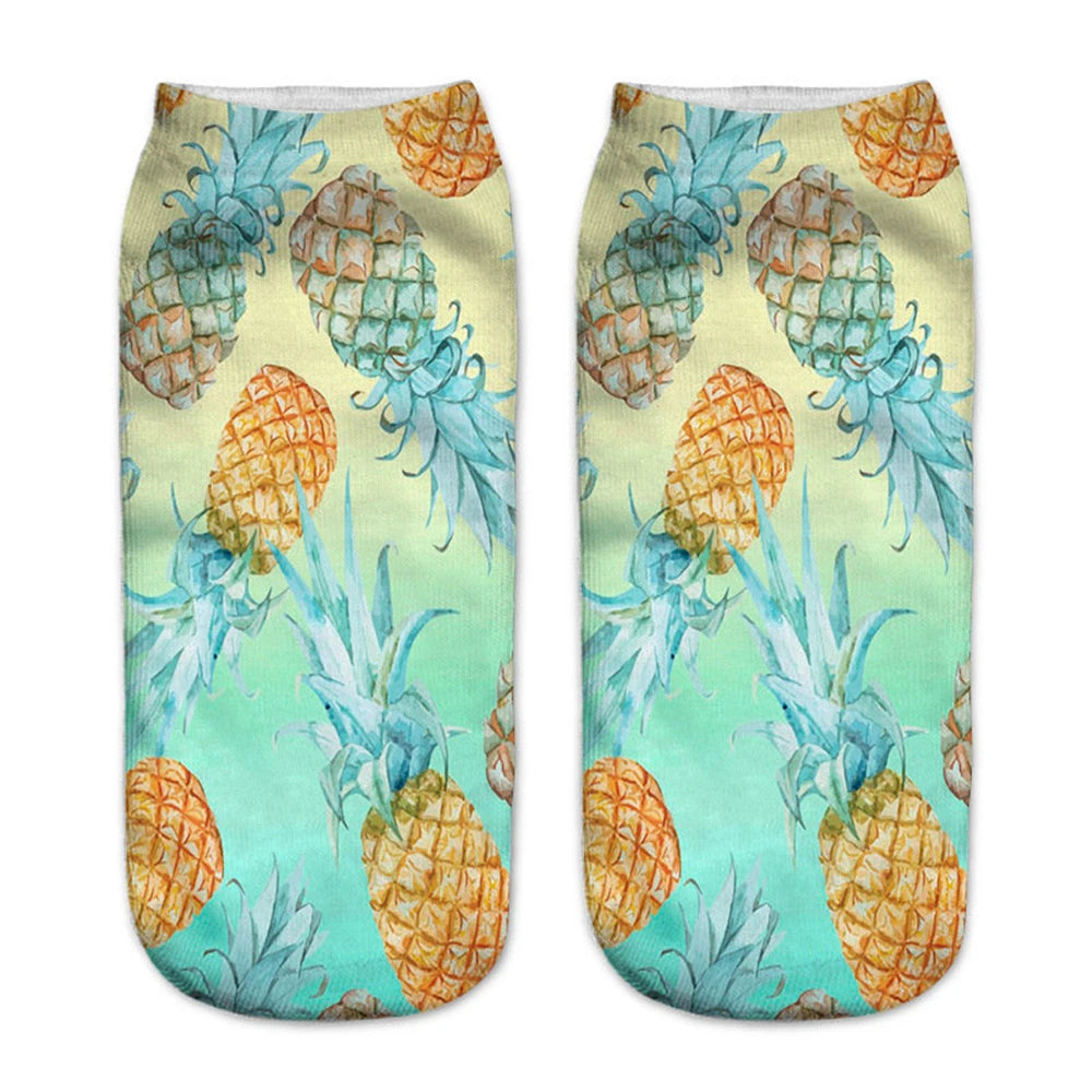 Donut & Fruit Print Ankle Socks