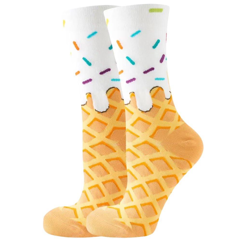 Waffle Ice Cream Pattern Socks