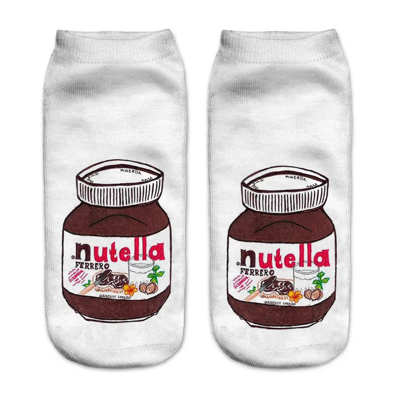 Donut & Fruit Print Ankle Socks