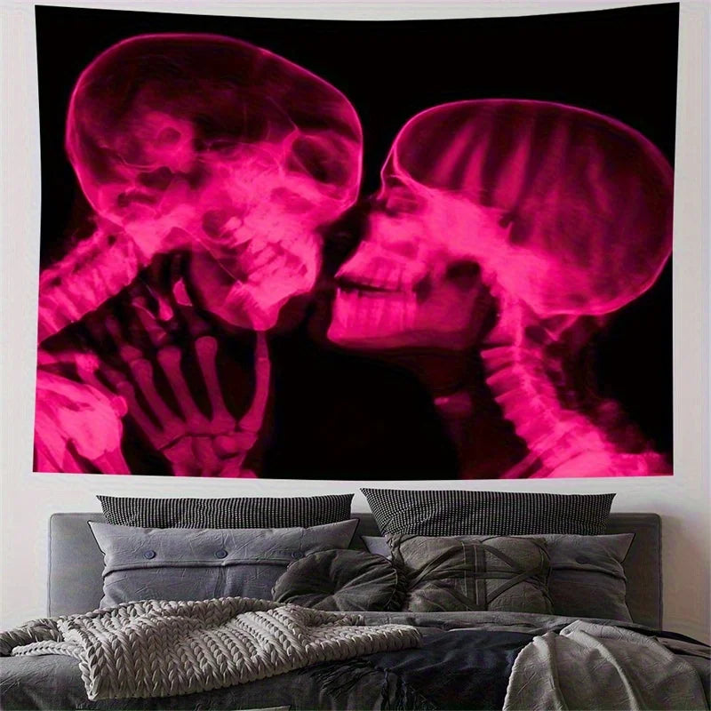 Pink Skull X-Ray Tapestry