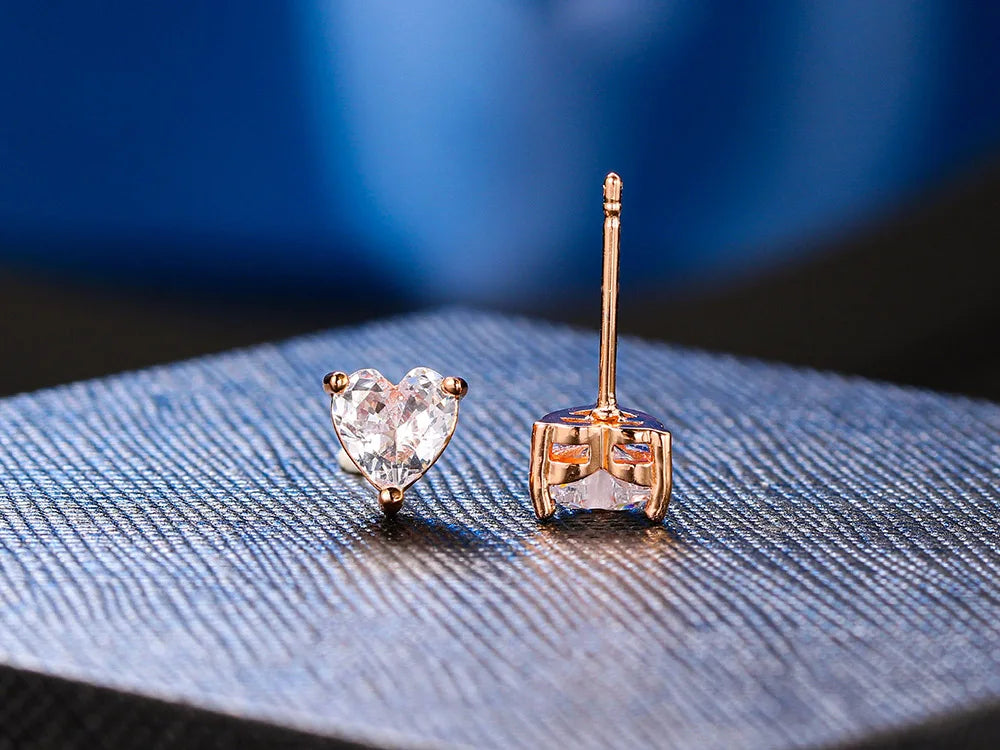 Korean Love Heart Stud Earrings
