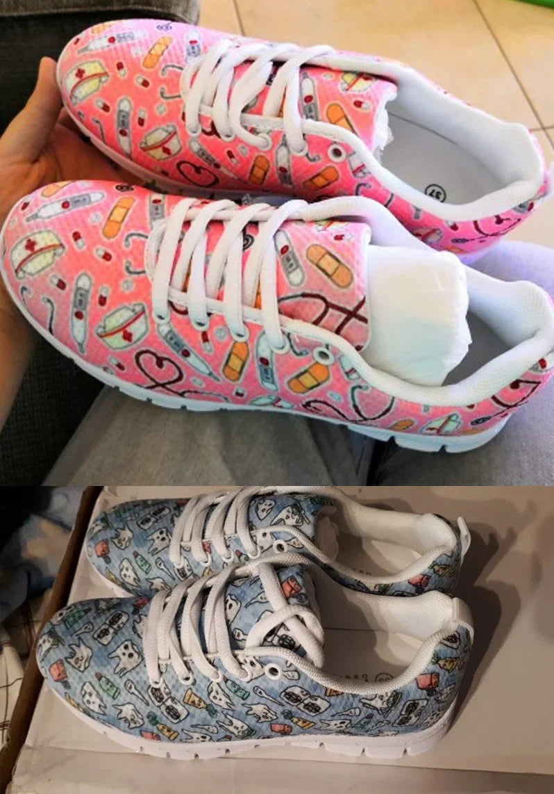 Medical Bear Print Sneakers