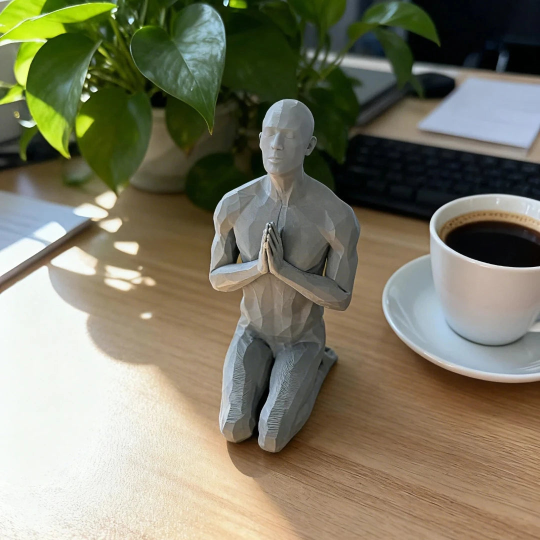 Polygonal Prayer Figure Desk Sculpture