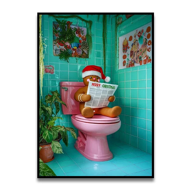 Cat Reading on the Loo Canvas Print