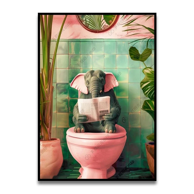 Cat Reading on the Loo Canvas Print