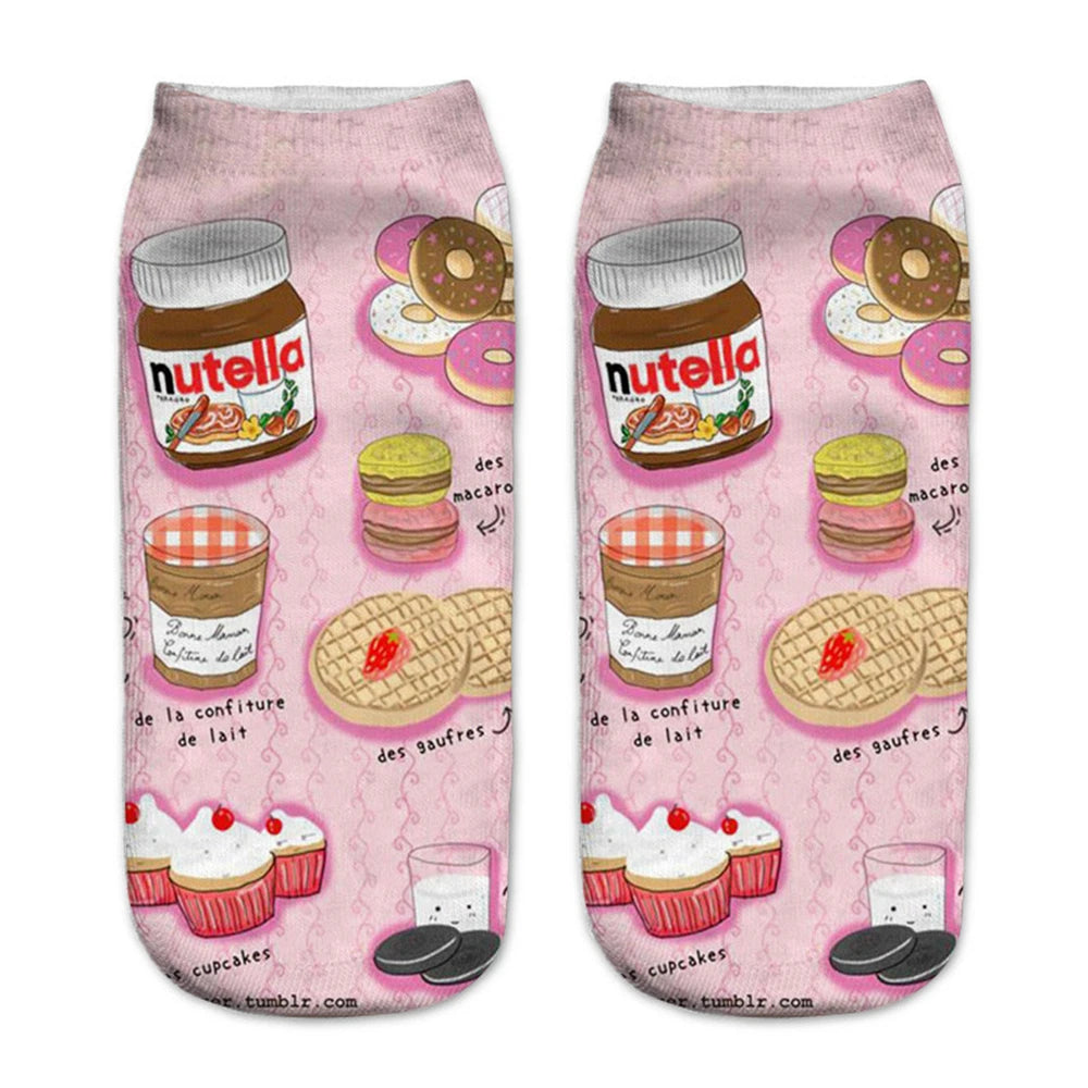 Donut & Fruit Print Ankle Socks