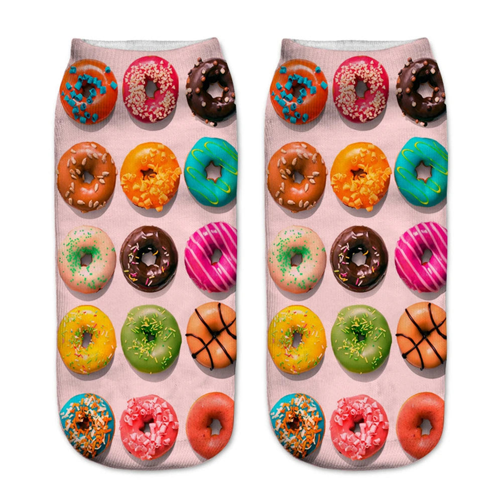 Donut & Fruit Print Ankle Socks