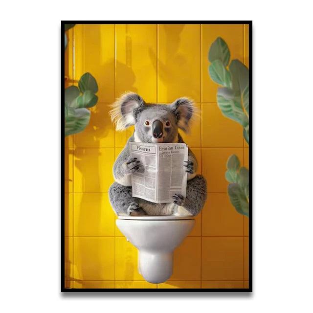 Cat Reading on the Loo Canvas Print