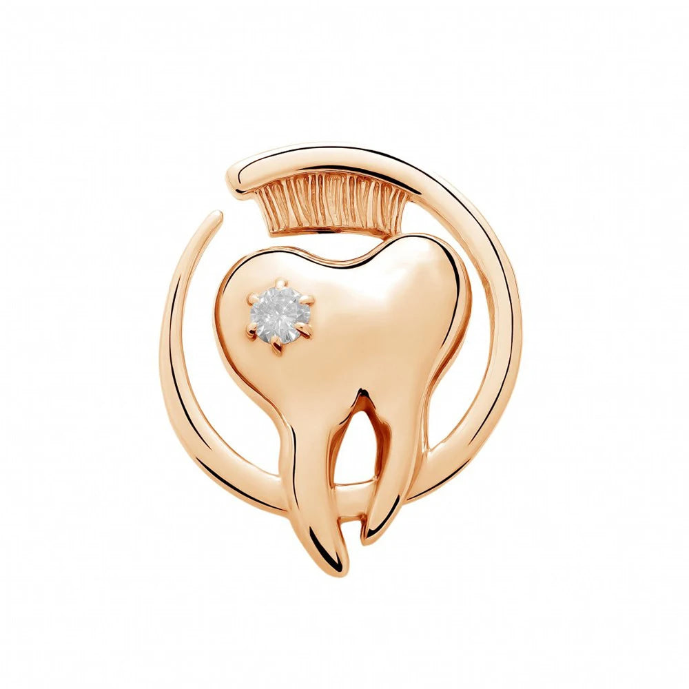 Dentist Crystal Tooth Brooch Pin