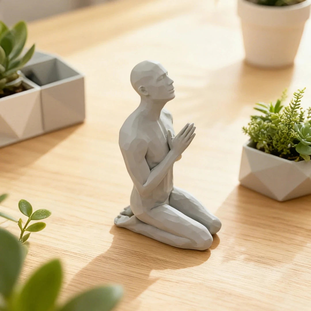 Polygonal Prayer Figure Desk Sculpture