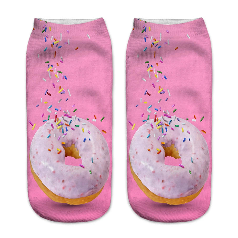 Donut & Fruit Print Ankle Socks