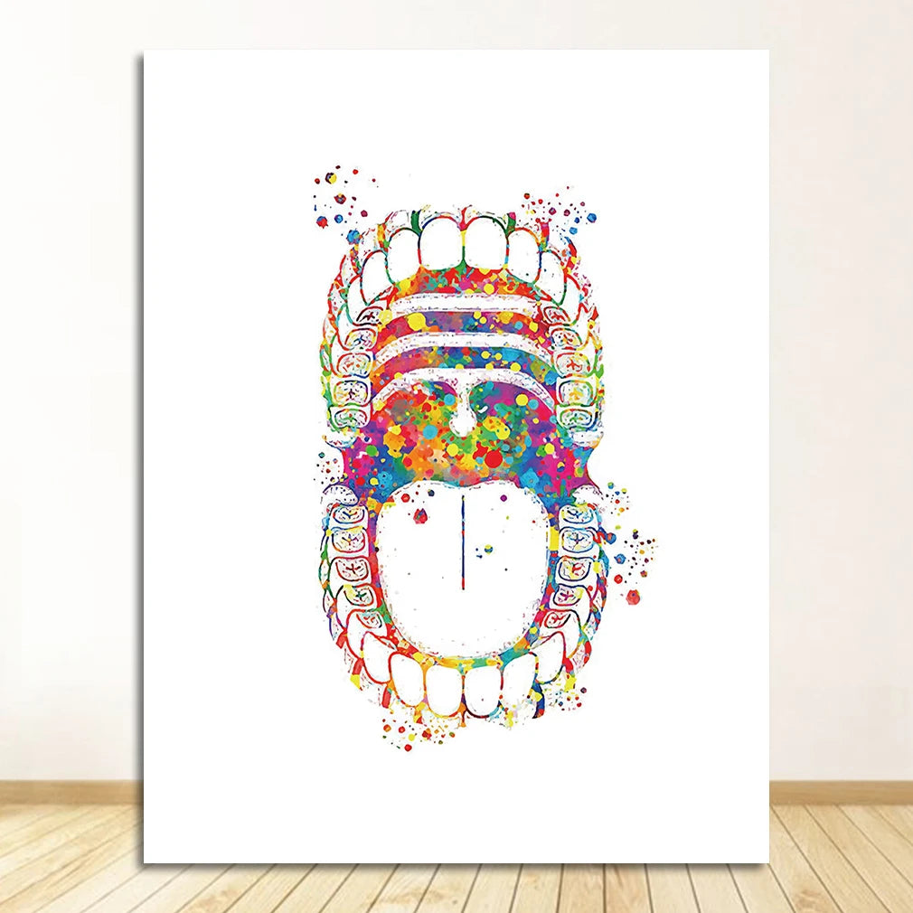 Dental Anatomy Watercolour Canvas Print